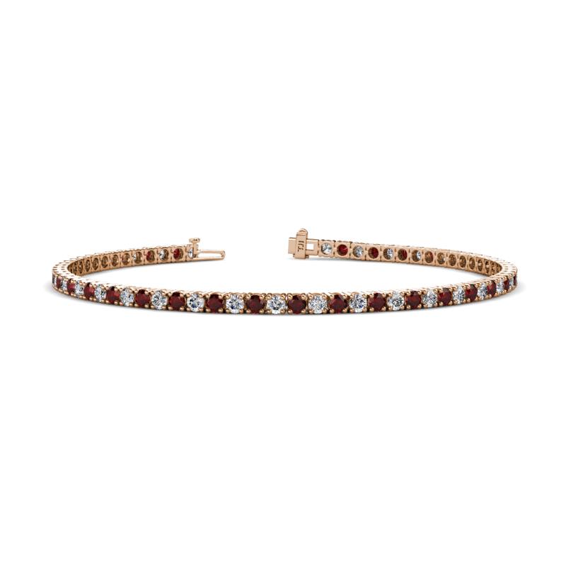 Leslie 2.70 mm Red Garnet and Lab Grown Diamond Eternity Tennis Bracelet 