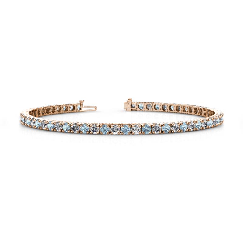 Leslie 2.90 mm Aquamarine and Lab Grown Diamond Eternity Tennis Bracelet 