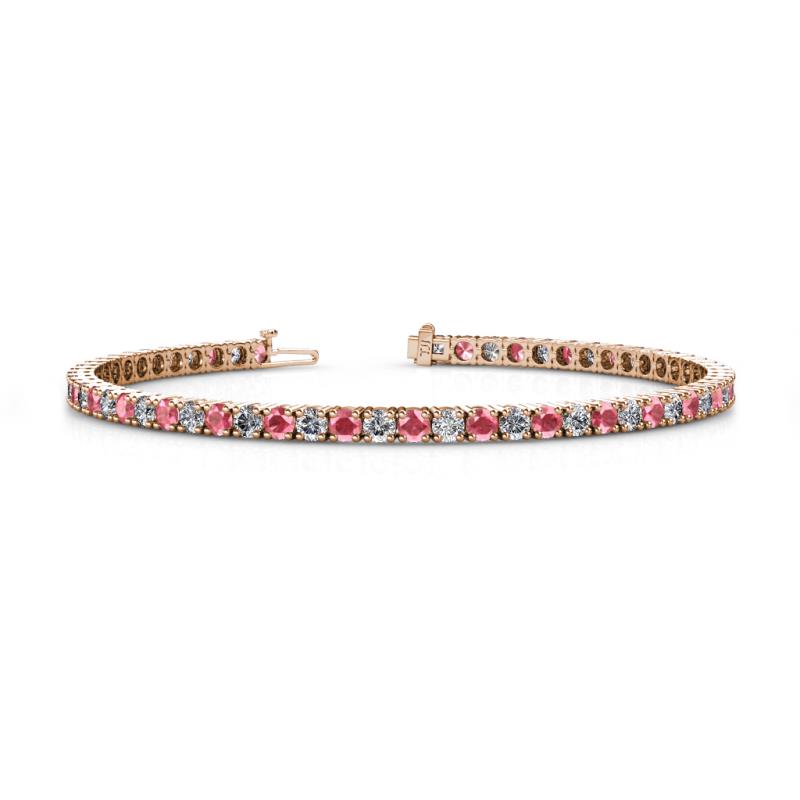 Leslie 2.90 mm Pink Tourmaline and Lab Grown Diamond Eternity Tennis Bracelet 