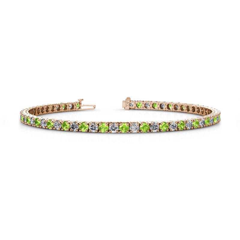 Leslie 3.40 mm Peridot and Lab Grown Diamond Eternity Tennis Bracelet 