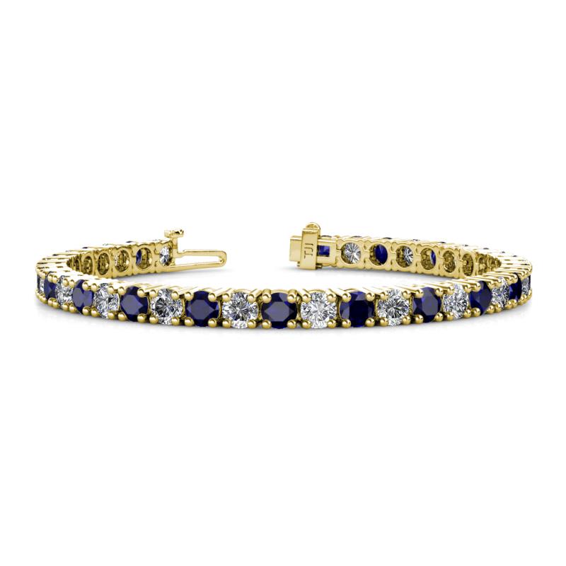 Leslie 4.00 mm Blue Sapphire and Lab Grown Diamond Eternity Tennis Bracelet 
