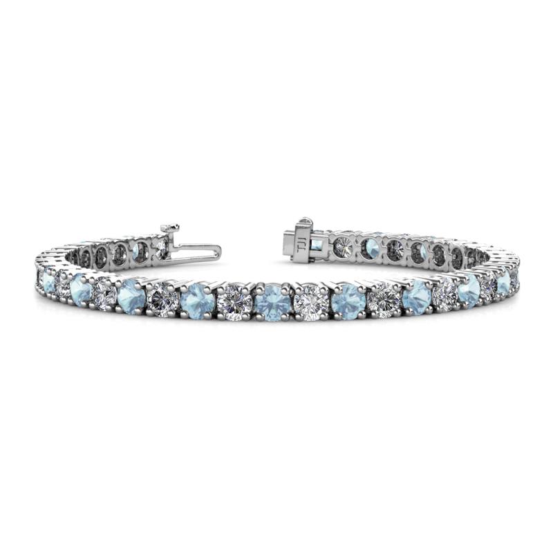 Leslie 4.00 mm Aquamarine and Lab Grown Diamond Eternity Tennis Bracelet 