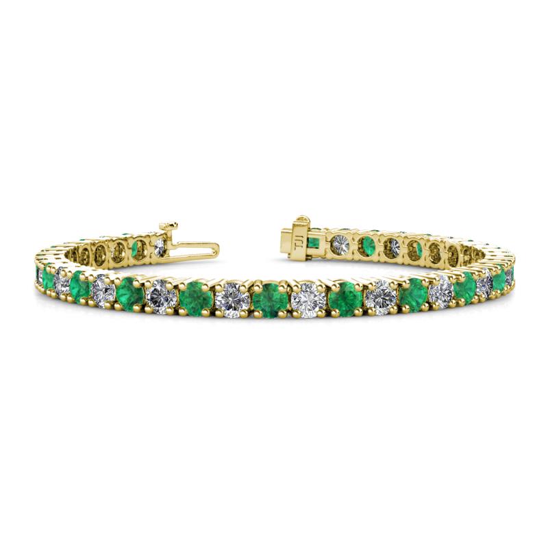 Leslie 4.00 mm Emerald and Lab Grown Diamond Eternity Tennis Bracelet 