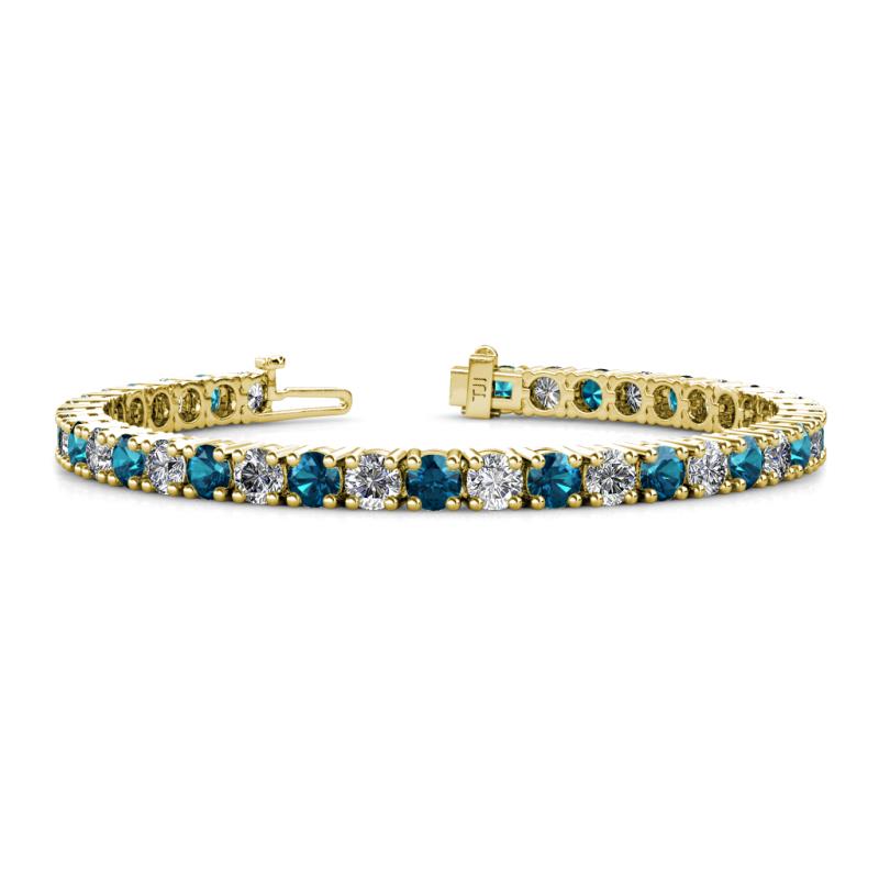 Leslie 4.00 mm Blue Diamond and Lab Grown Diamond Eternity Tennis Bracelet 