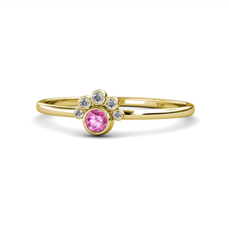 Paw Bold Round Pink Sapphire and Diamond Promise Ring 