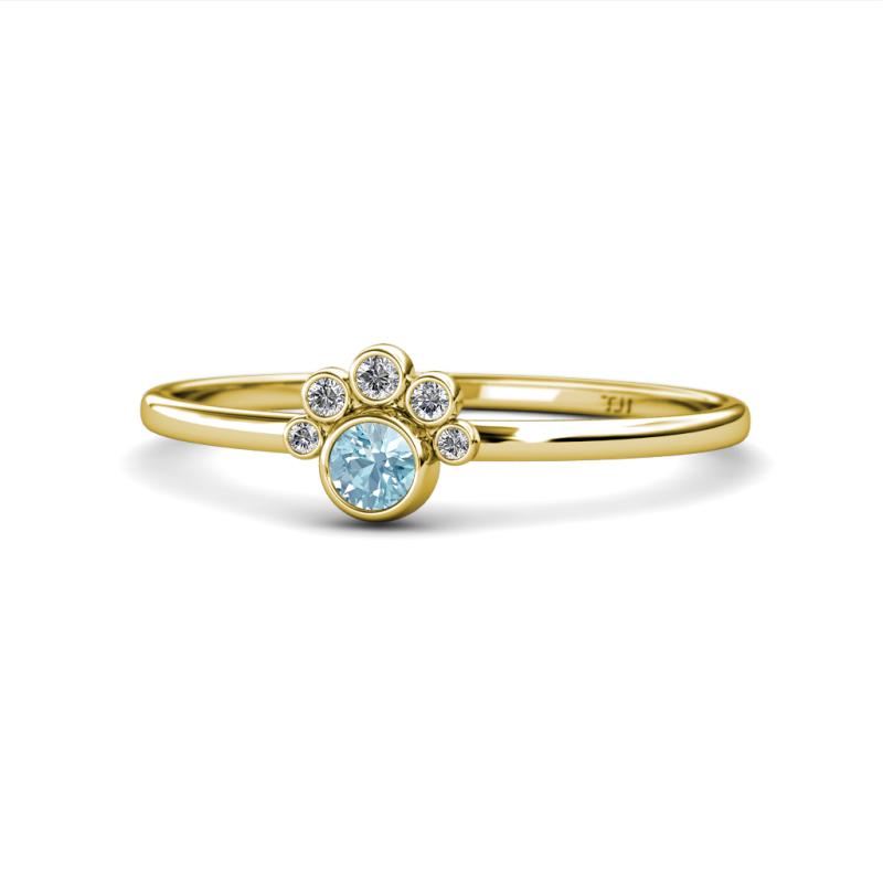 Paw Bold Round Aquamarine and Diamond Promise Ring 