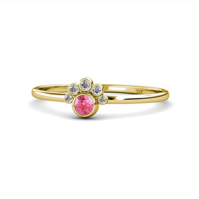 Paw Bold Round Pink Tourmaline and Diamond Promise Ring 