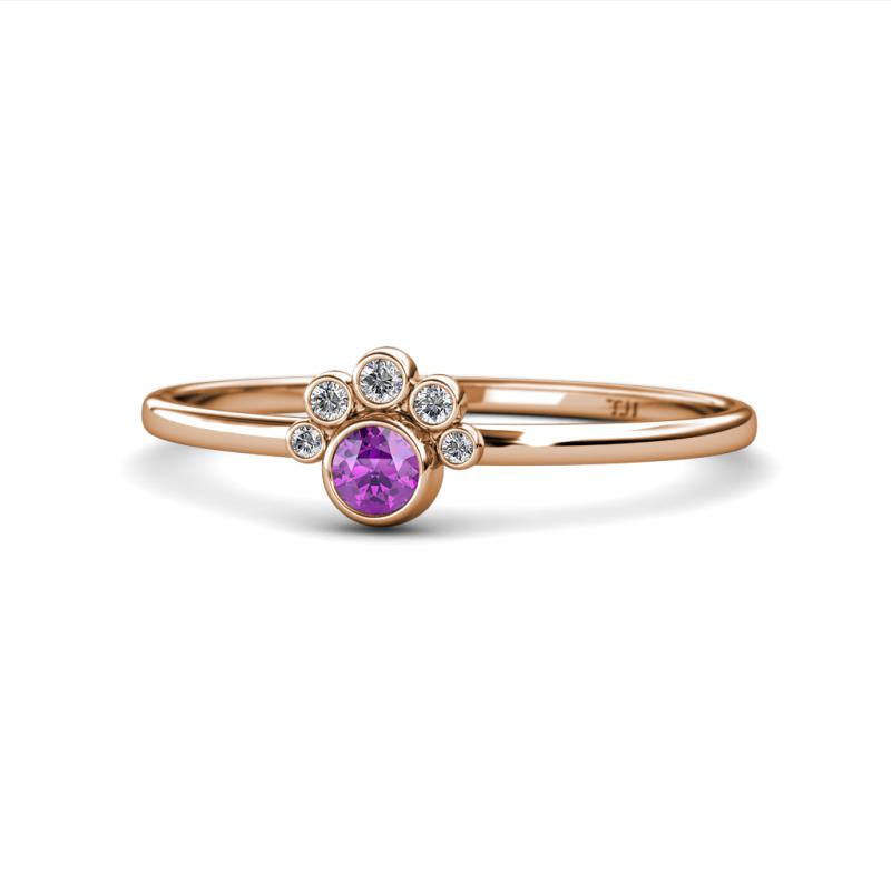 Paw Bold Round Amethyst and Diamond Promise Ring 