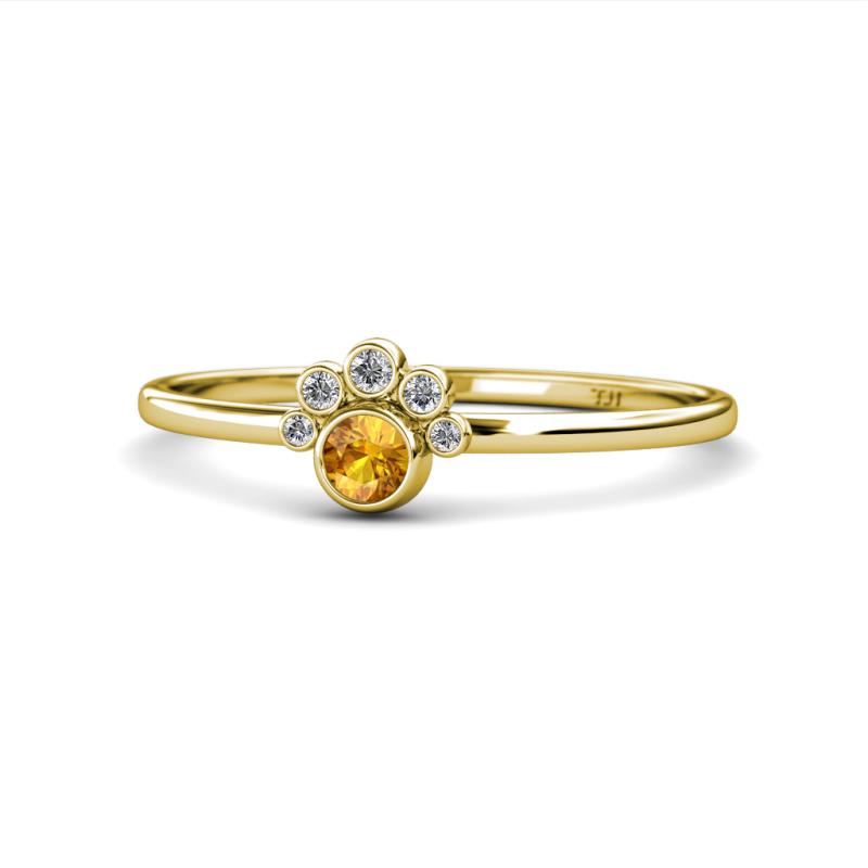 Paw Bold Round Citrine and Diamond Promise Ring 