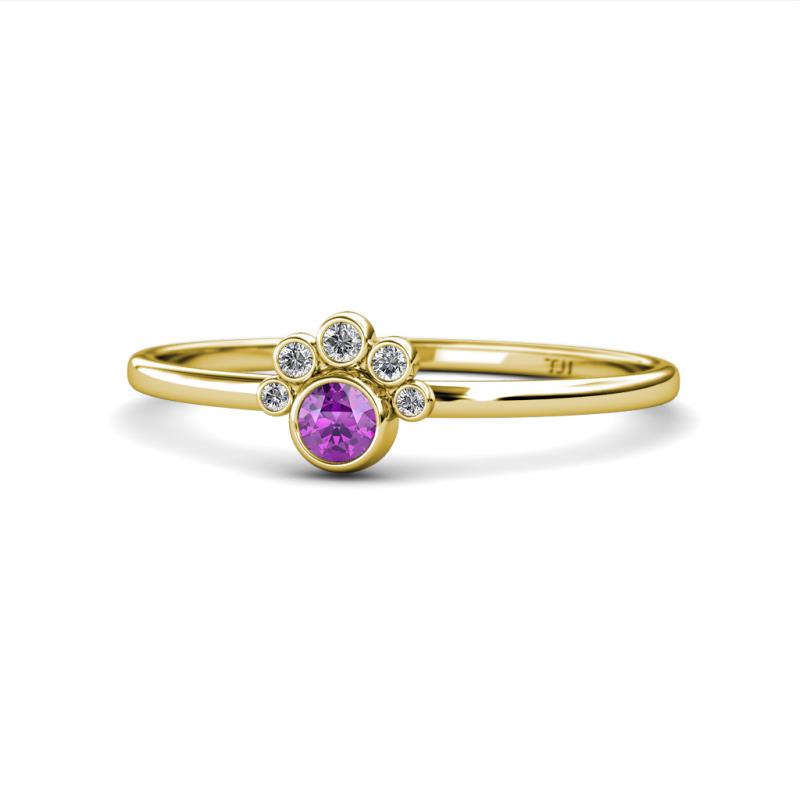 Paw Bold Round Amethyst and Diamond Promise Ring 