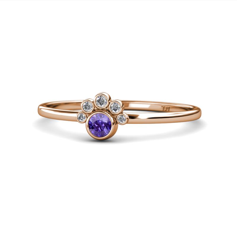 Paw Bold Round Iolite and Diamond Promise Ring 