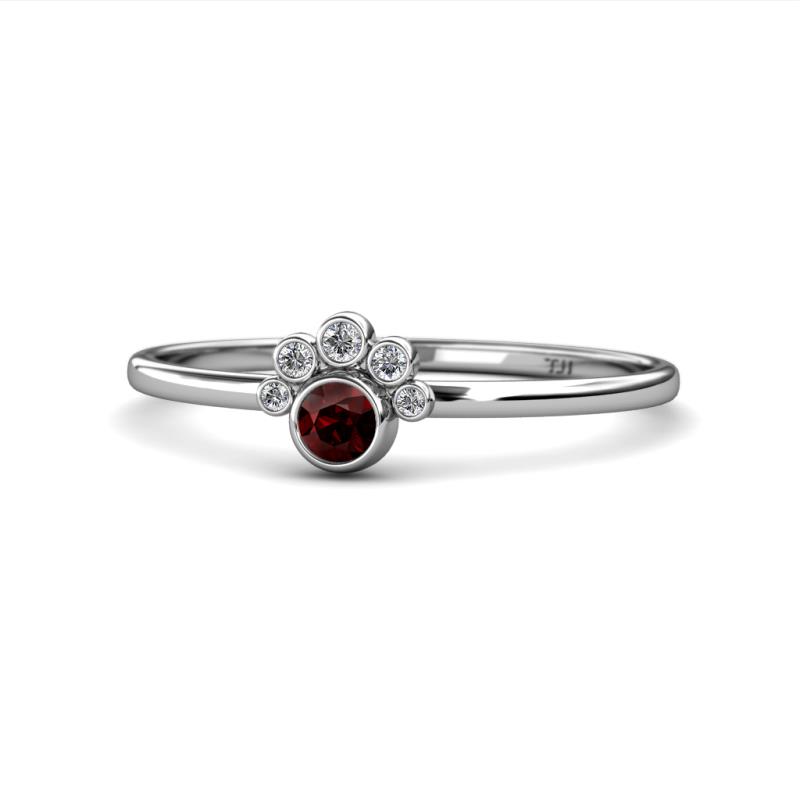 Paw Bold Round Red Garnet and Diamond Promise Ring 