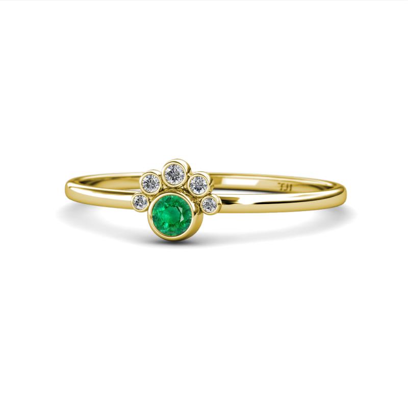 Paw Bold Round Emerald and Diamond Promise Ring 