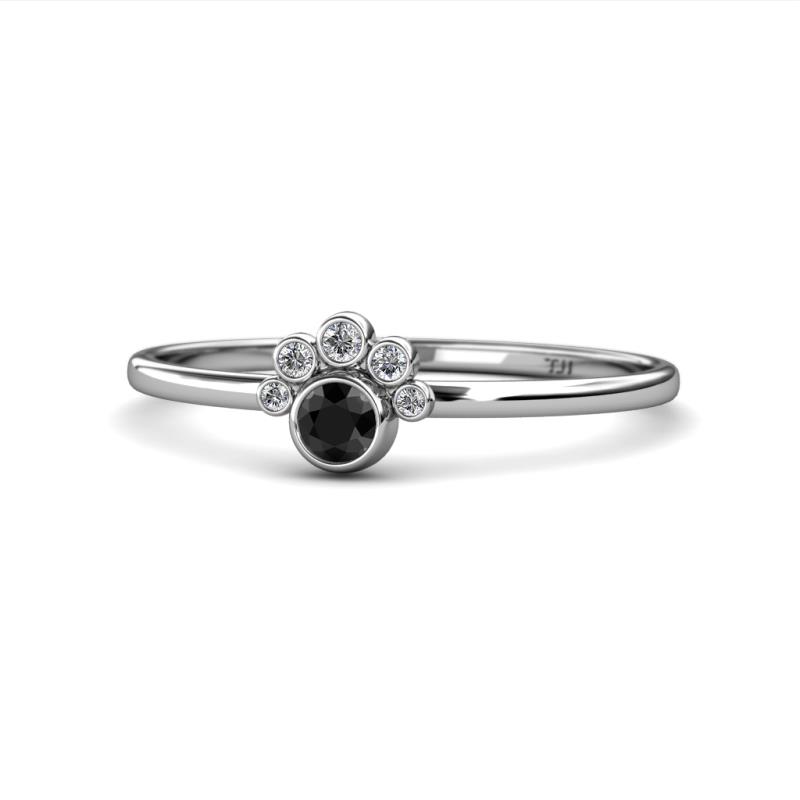 Paw Bold Round Black and White Diamond Promise Ring 