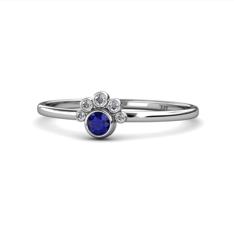 Paw Bold Round Blue Sapphire and Diamond Promise Ring 