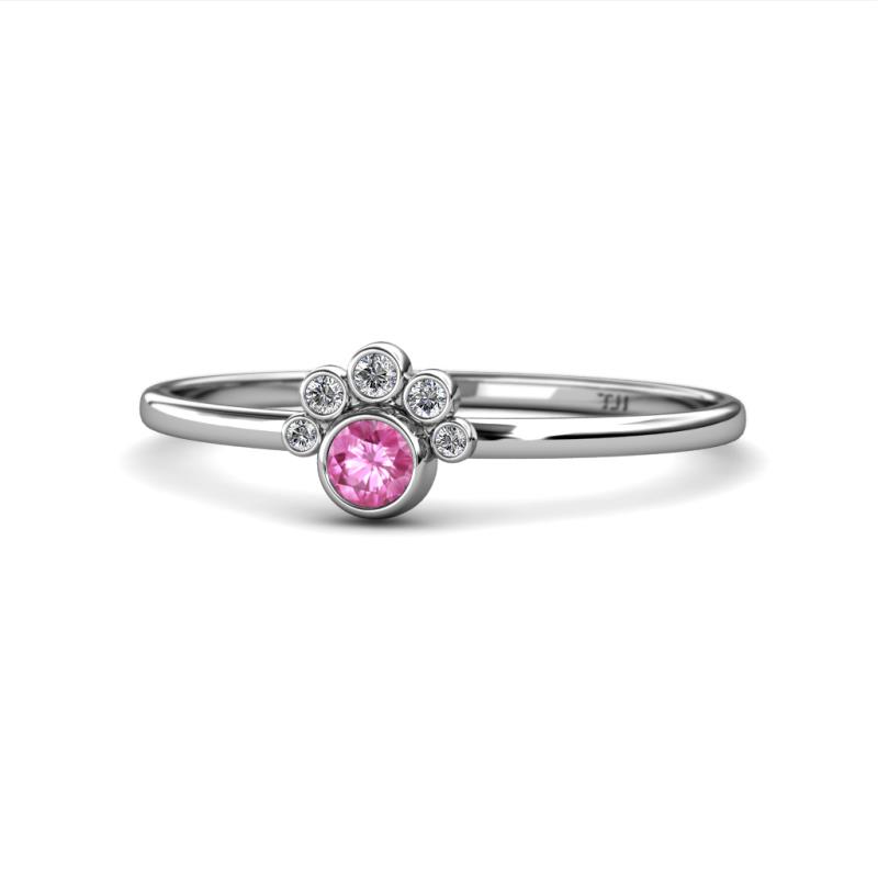 Paw Bold Round Pink Sapphire and Diamond Promise Ring 