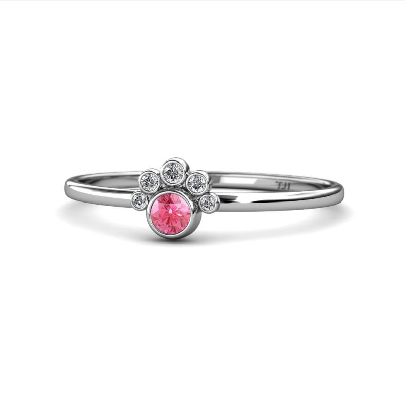 Paw Bold Round Pink Tourmaline and Diamond Promise Ring 