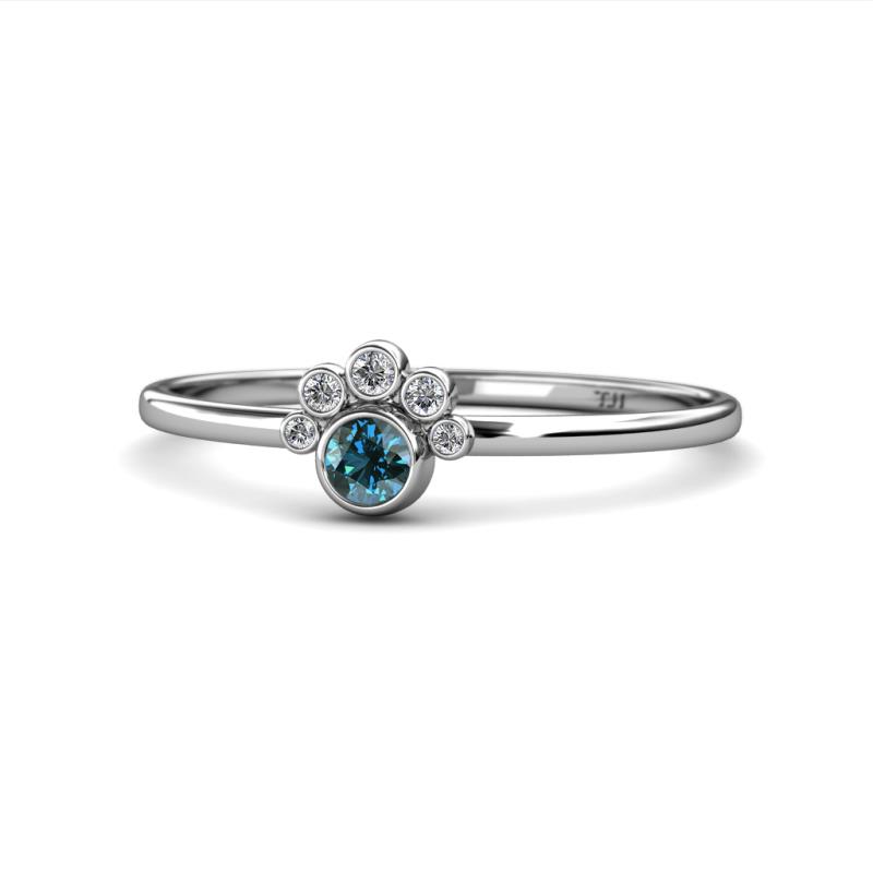 Paw Bold Round Blue and White Diamond Promise Ring 