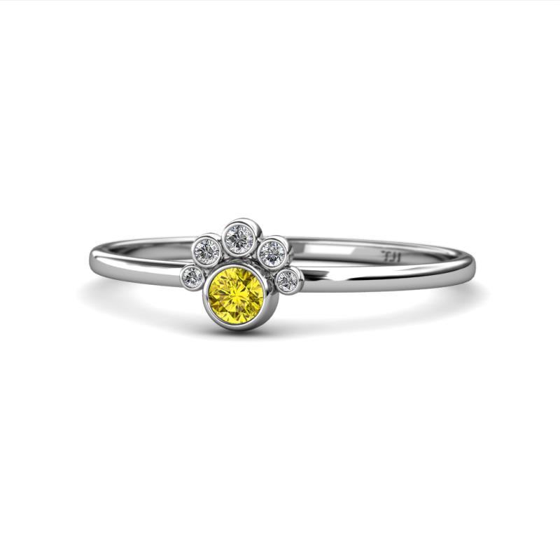Paw Bold Round Yellow and White Diamond Promise Ring 