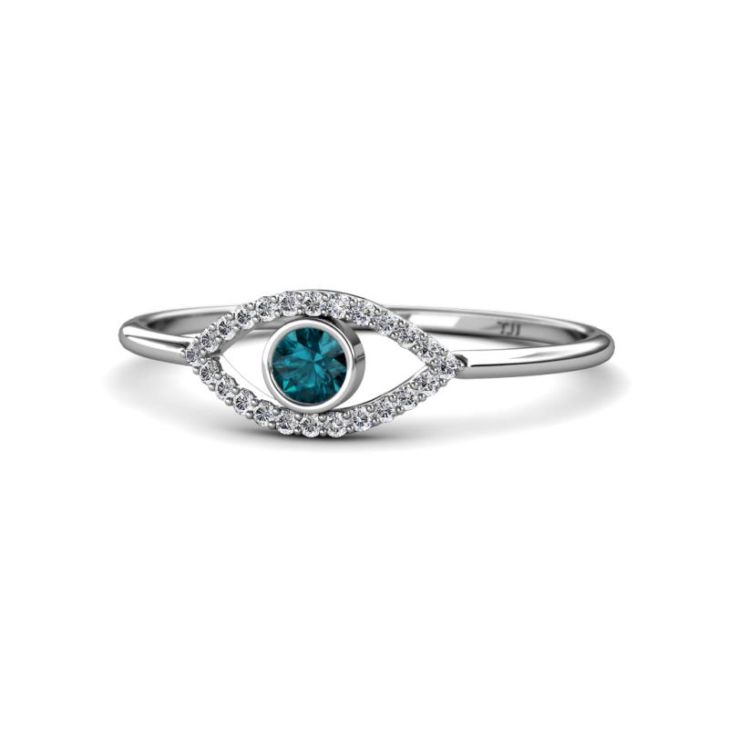 Evil Eye Bold Round London Blue Topaz and Diamond Promise Ring 