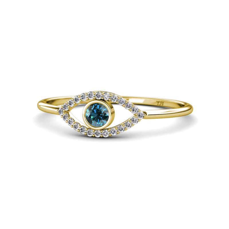 Evil Eye Bold Round Blue and White Diamond Promise Ring 