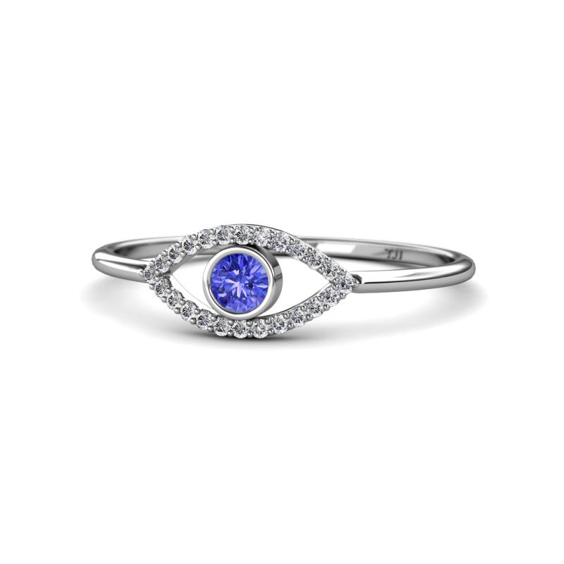 Evil Eye Bold Round Tanzanite and Diamond Promise Ring 