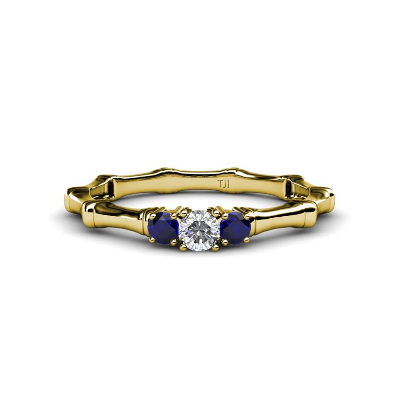 Twyla Diamond and Blue Sapphire Three Stone Ring 