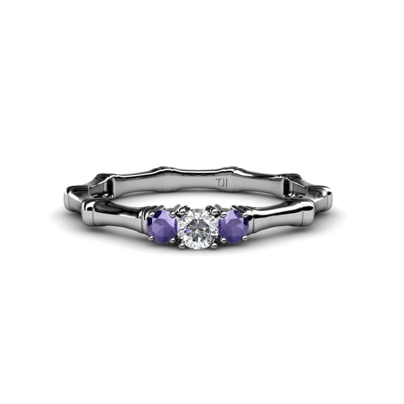 Twyla Diamond and Iolite Three Stone Ring 