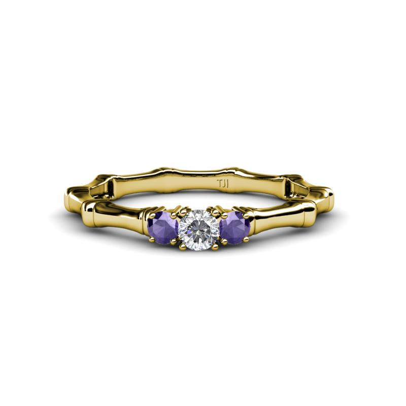 Twyla Diamond and Iolite Three Stone Ring 