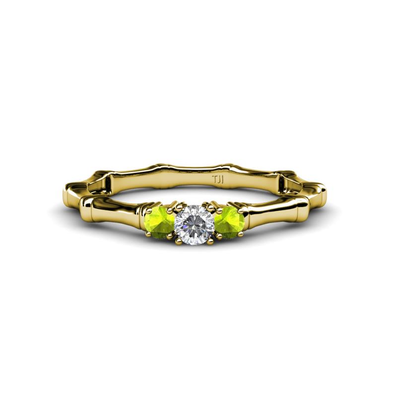 Twyla Diamond and Peridot Three Stone Ring 