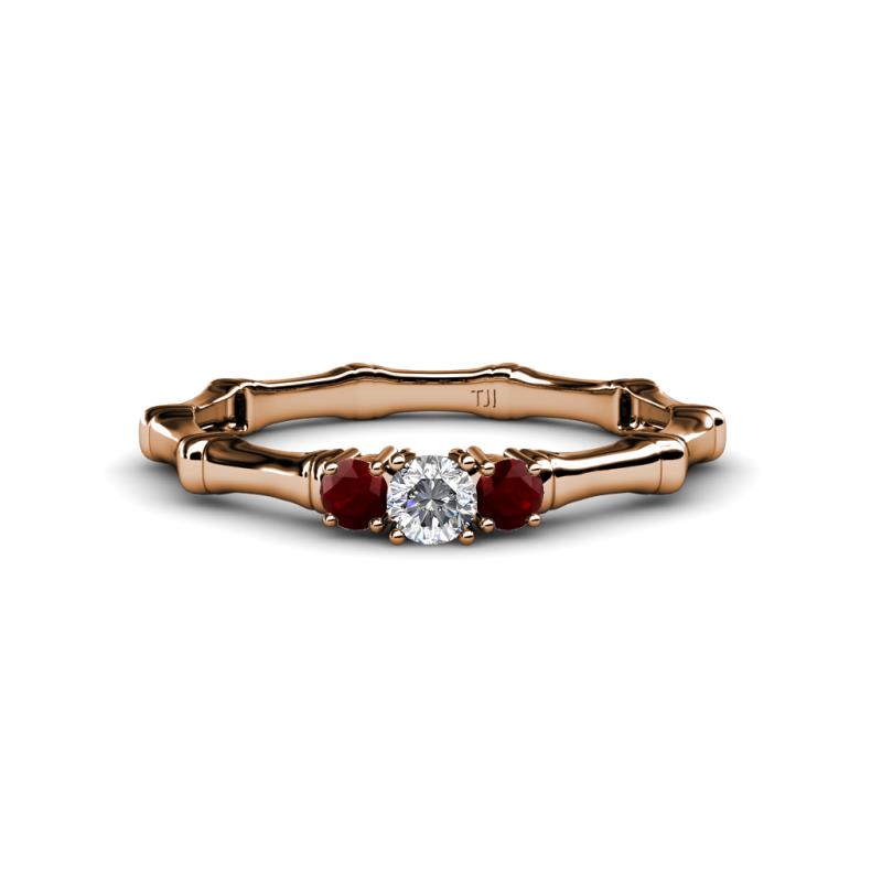 Twyla Diamond and Red Garnet Three Stone Ring 