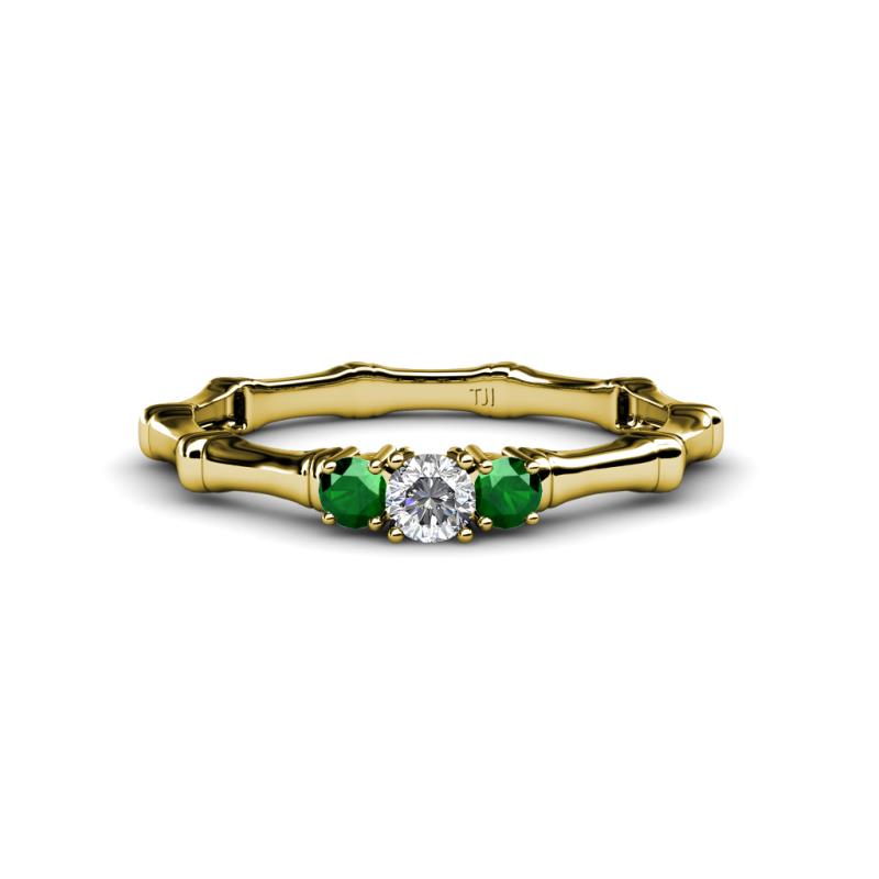 Twyla Diamond and Emerald Three Stone Ring 