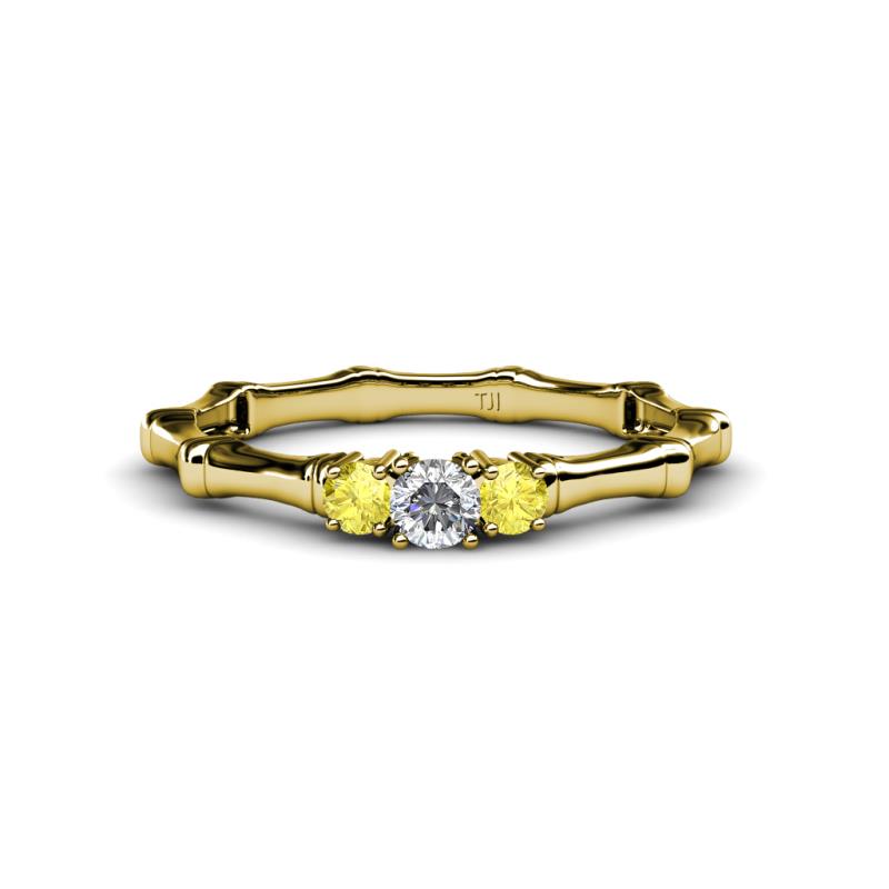 Twyla Diamond and Yellow Sapphire Three Stone Ring 