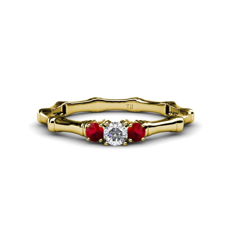 Twyla Diamond and Ruby Three Stone Ring 