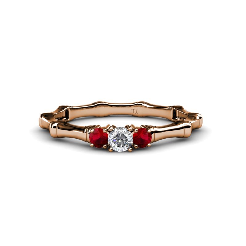 Twyla Diamond and Ruby Three Stone Ring 