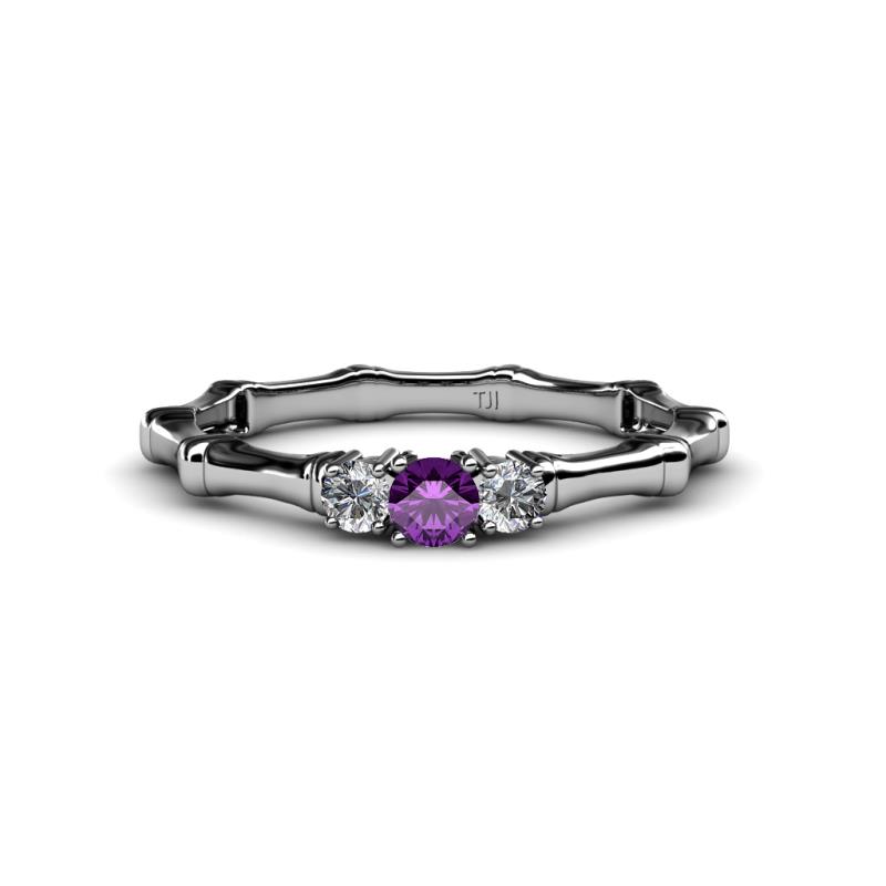 Twyla Diamond and Amethyst Three Stone Ring 