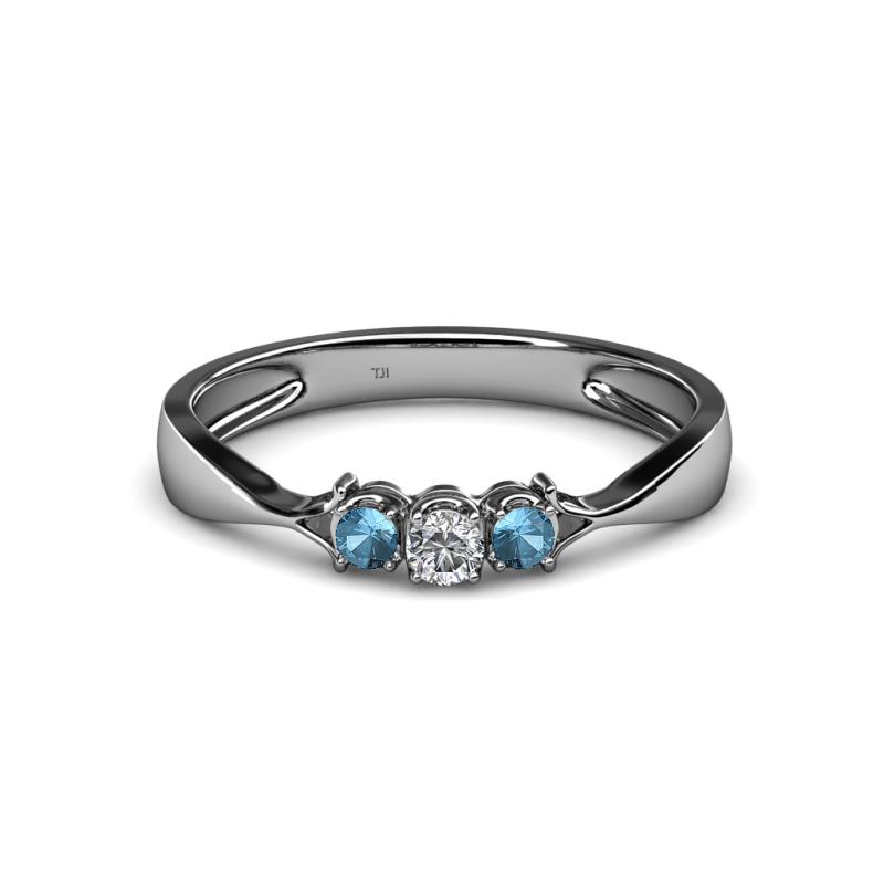 Rylai Diamond and Blue Topaz Three Stone Engagement Ring 