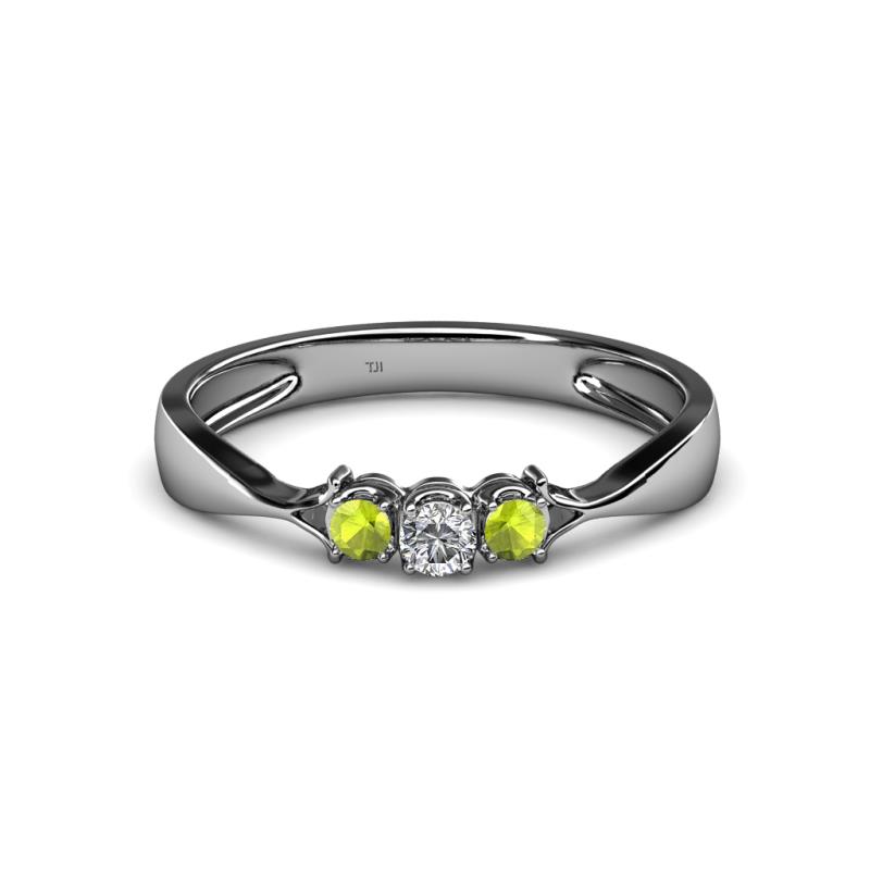 Rylai Diamond and Peridot Three Stone Engagement Ring 