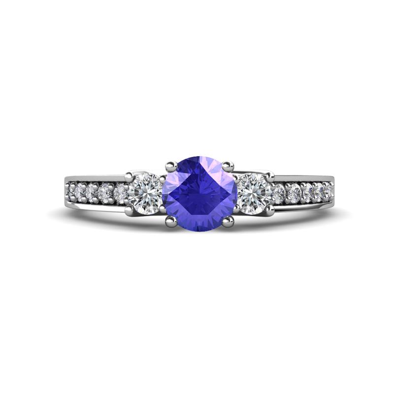 Valene Tanzanite and Diamond Three Stone Engagement Ring 
