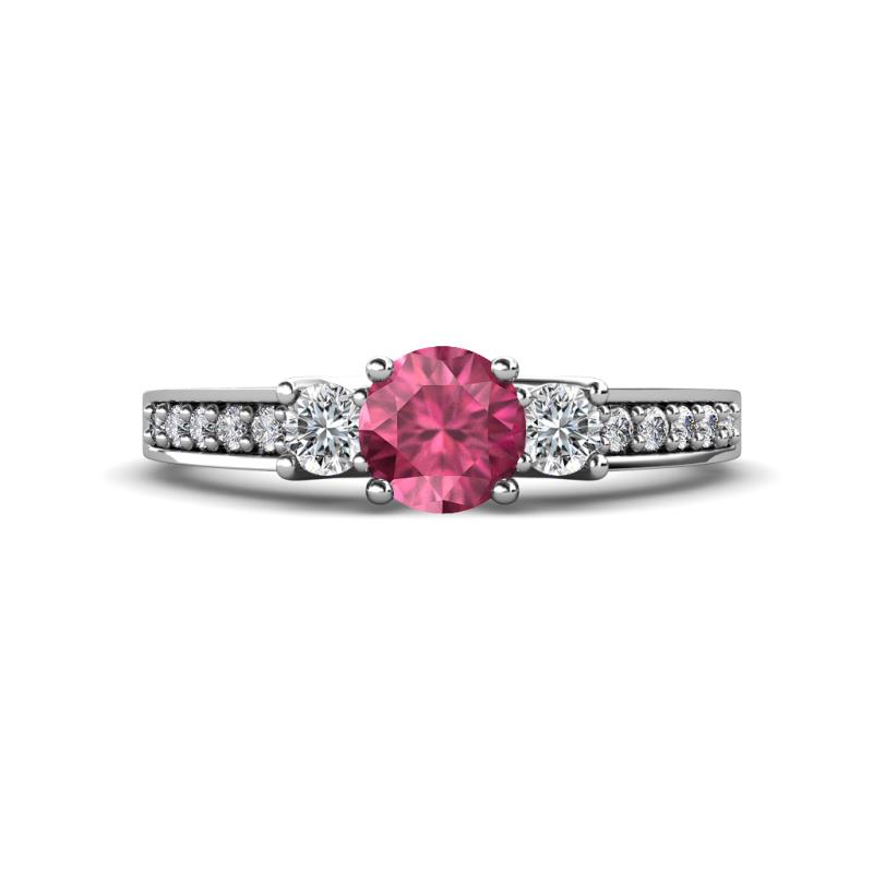 Valene Pink Tourmaline and Diamond Three Stone Engagement Ring 