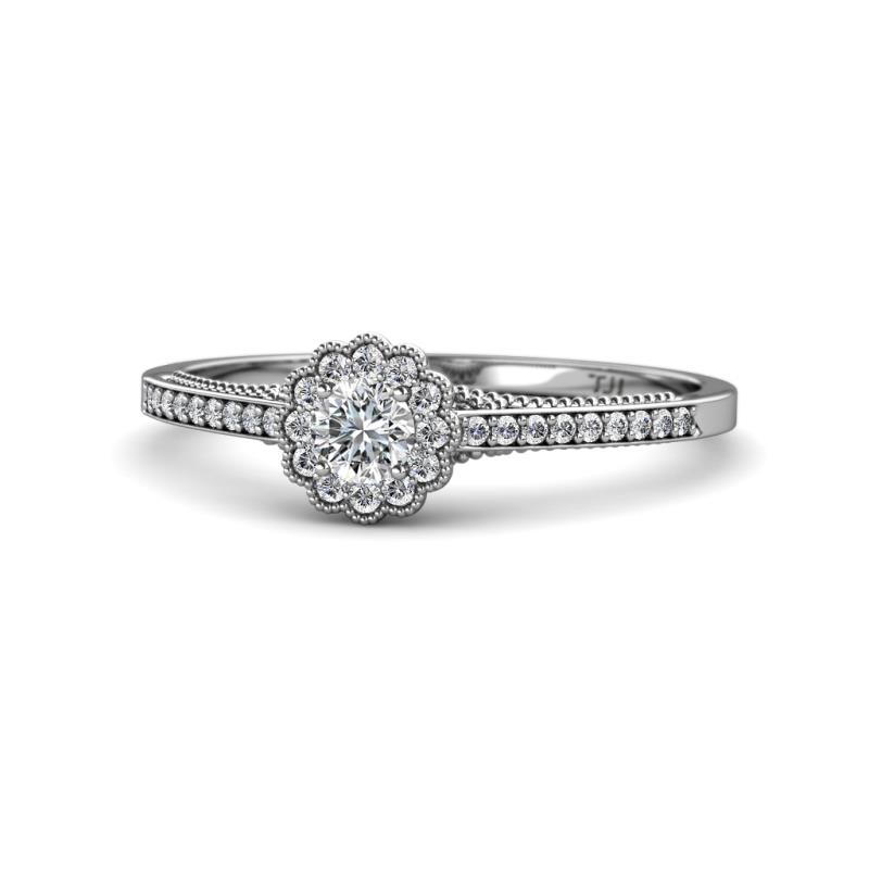 Jesenia Prima Round Diamond 0.50 ctw Floral Halo Promise Ring 