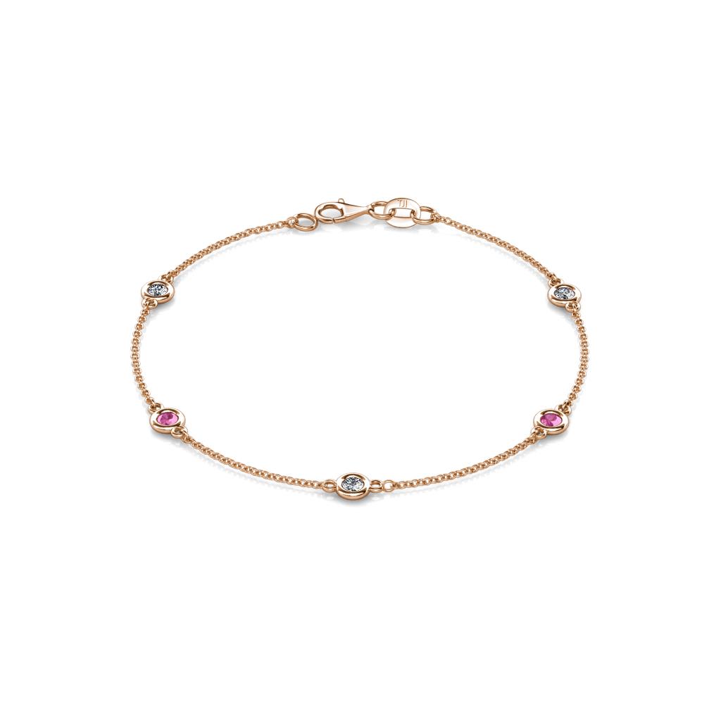 Aizza (5 Stn/3mm) Petite Pink Sapphire and Lab Grown Diamond Station Bracelet 