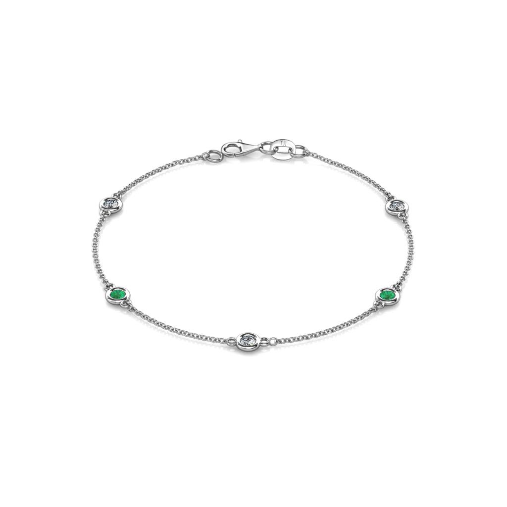 Aizza (5 Stn/3mm) Petite Emerald and Lab Grown Diamond Station Bracelet 