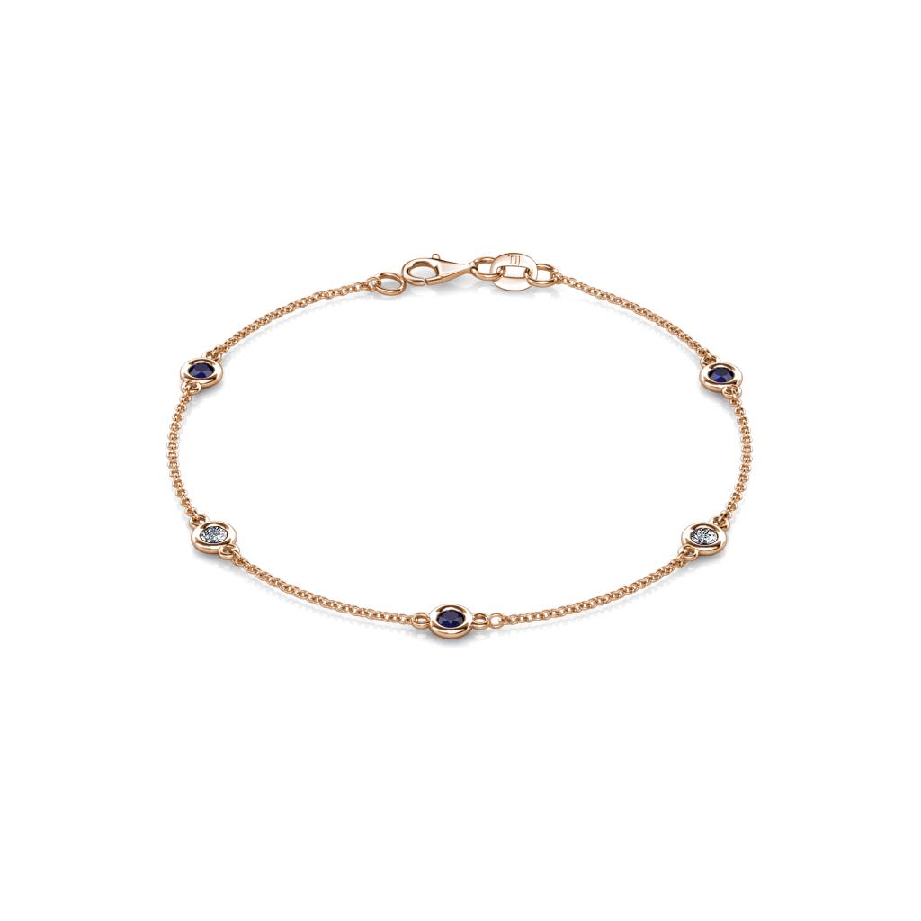 Aizza (5 Stn/3mm) Petite Blue Sapphire and Lab Grown Diamond Station Bracelet 