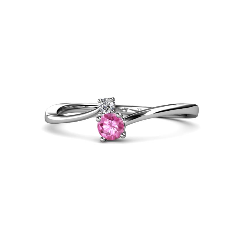 Lucie 4.10 mm Bold Round Pink Sapphire and Diamond 2 Stone Promise Ring 