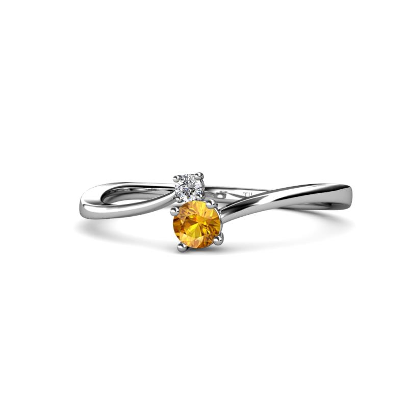 Lucie 4.10 mm Bold Round Citrine and Diamond 2 Stone Promise Ring 