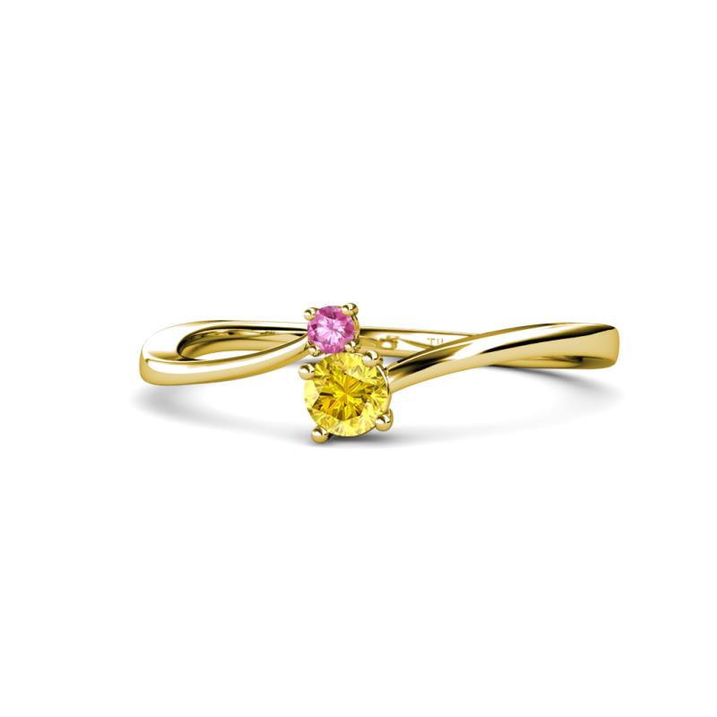 Lucie 4.10 mm Bold Round Pink and Yellow Sapphire 2 Stone Promise Ring 