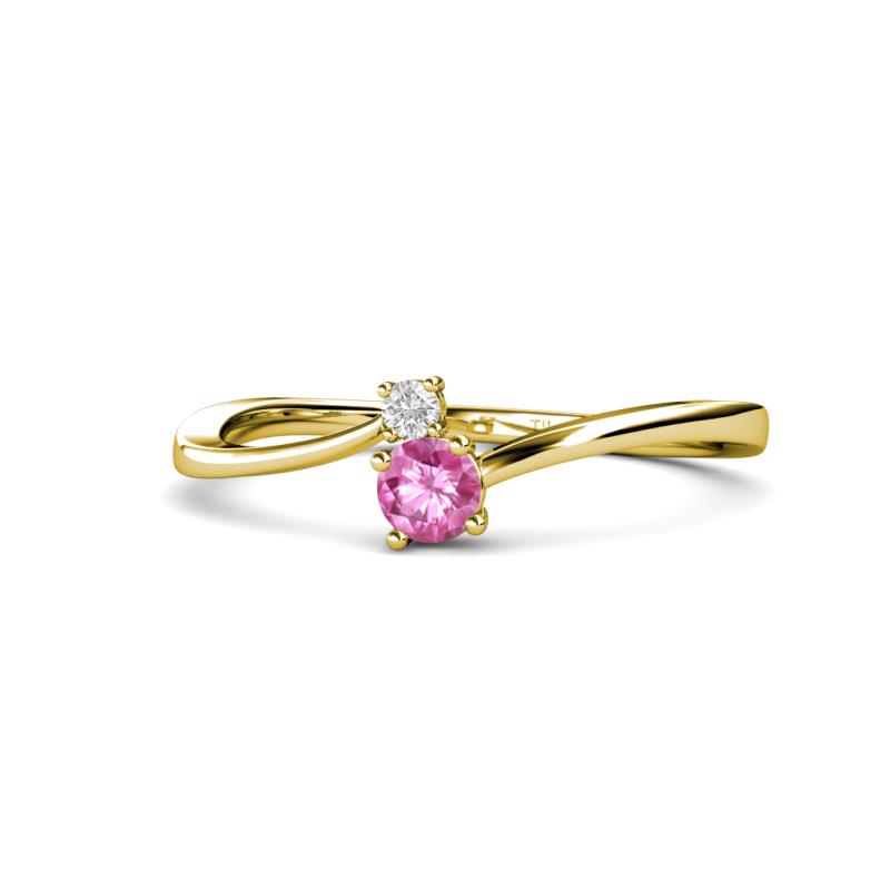 Lucie 4.10 mm Bold Round White and Pink Sapphire 2 Stone Promise Ring 