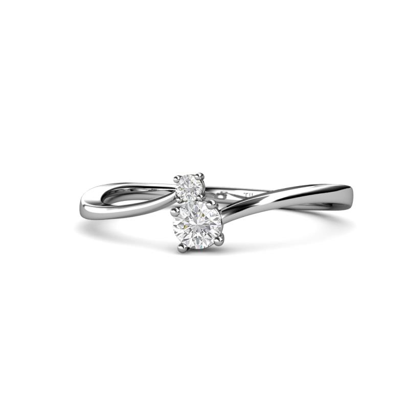 Lucie 4.10 mm Bold Round White Sapphire 2 Stone Promise Ring 