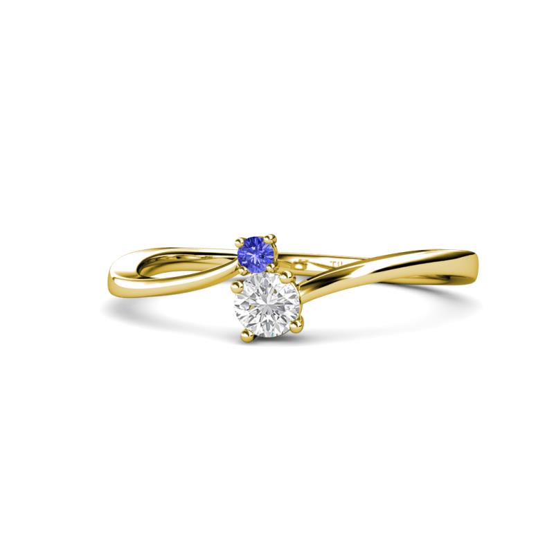 Lucie 4.10 mm Bold Round Tanzanite and White Sapphire 2 Stone Promise Ring 